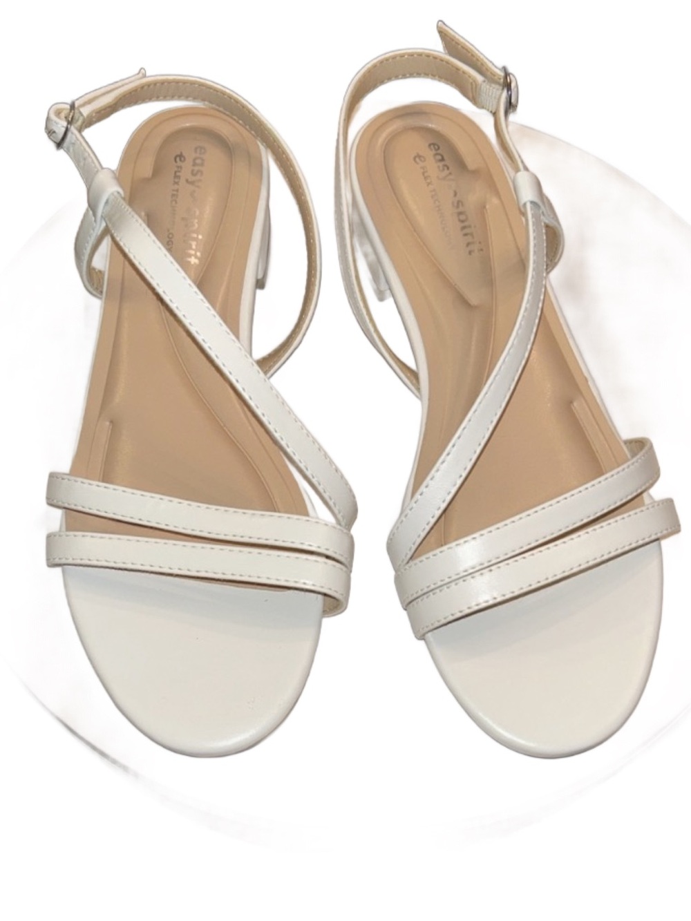Glenni Block Heel Sandals by easy spirit.  White; Size 6.5 wide. NIB